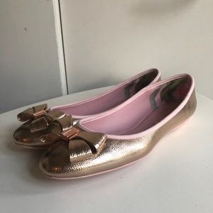 Ted Baker Rose Gold Bow Immet Flats